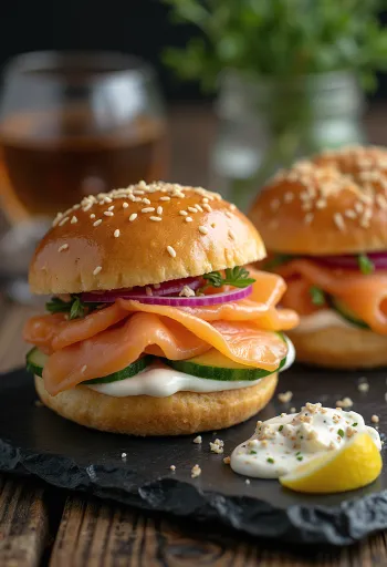 Füstölt lazacos bao bun frissen tálalva