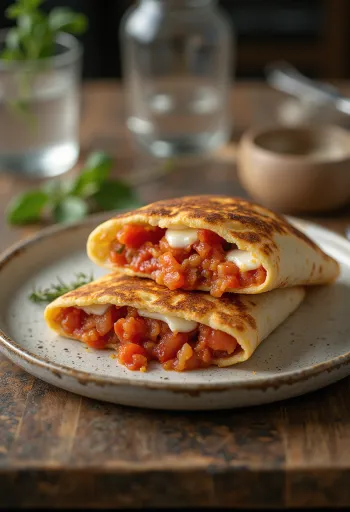 Paradicsomos wrap friss bazsalikommal és mozzarellával töltve