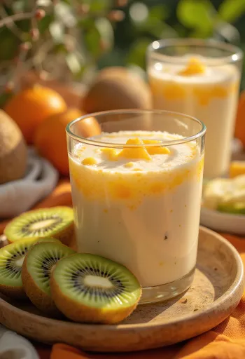 Probiotikus Kivis-narancsos kefir, egészséges frissítő ital