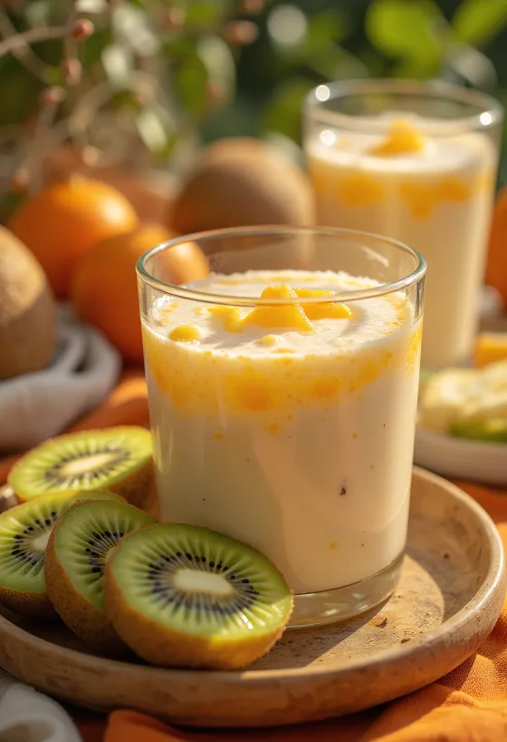 Probiotikus Kivis-narancsos kefir, egészséges frissítő ital