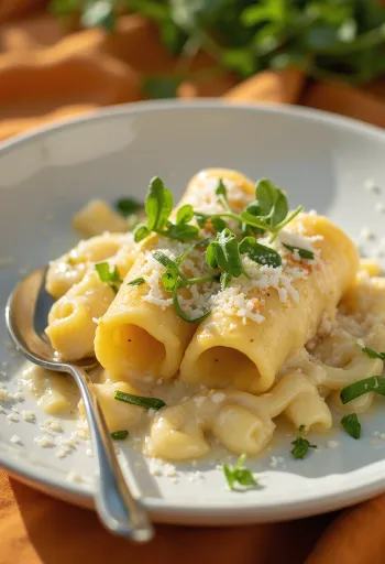 Rukkolás és parmezános cannelloni fehér sajtmártással