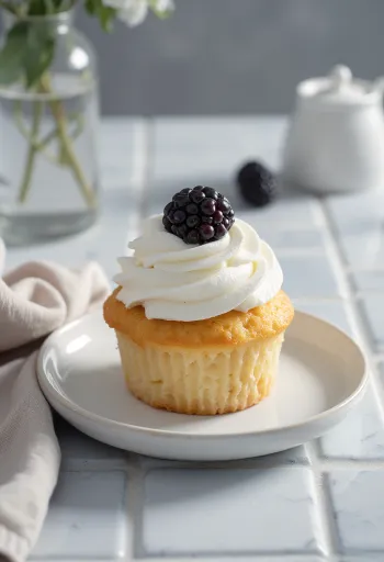 Szedres-tejszínes cupcake tálalva