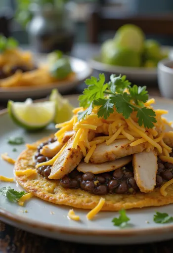 Mexikói tostada csirkével és fekete babbal
