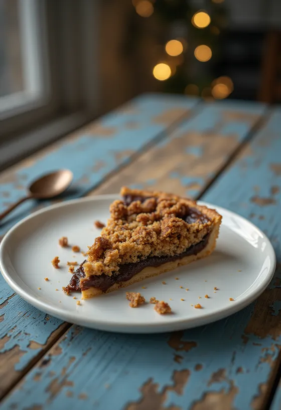 Treacle tart csokoládéval, pite tészta csokoládé darabokkal és sűrű treacle töltelékkel