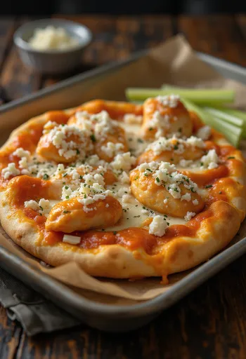 Buffalo chicken pizza csípős csirkével és kék sajttal
