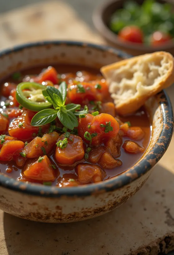 Jalapeños paradicsomos balzsamecetszósz tálalva