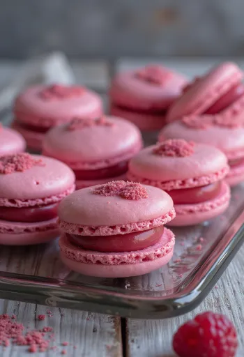 Málnás macaron tálalva