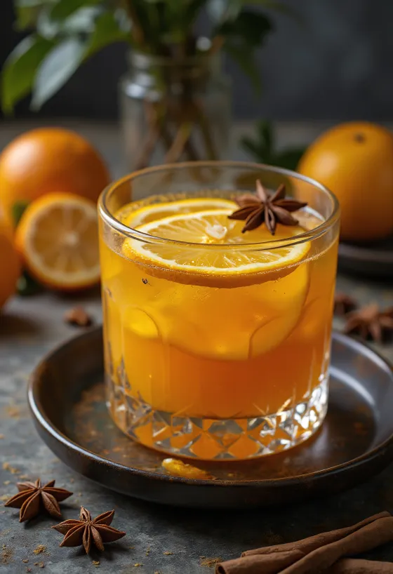 Narancsos-fahéjas punch tálalva