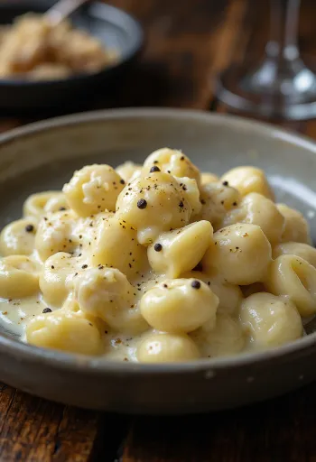 Gorgonzolás gnocchi tálalva