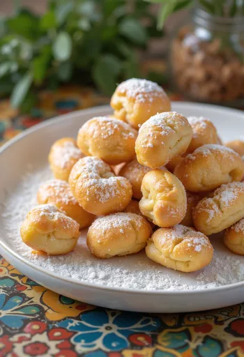 Pets de nonne francia fánk tálalva