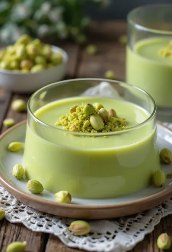 Pisztáciás panna cotta tálalva