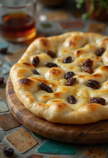 Rumos mazsolás naan kenyér tálalva