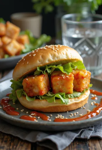 Spicy Tofu Bao srirachás sült tofuval és salátával