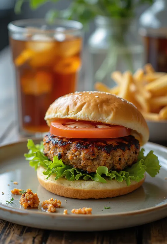 Tempeh burger friss zöldségekkel