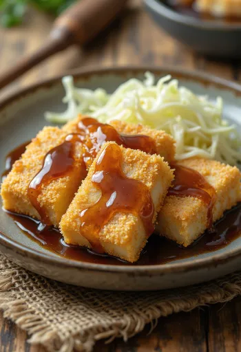 Tofu katsu, ropogós panírozott tofu tonkatsu szósszal