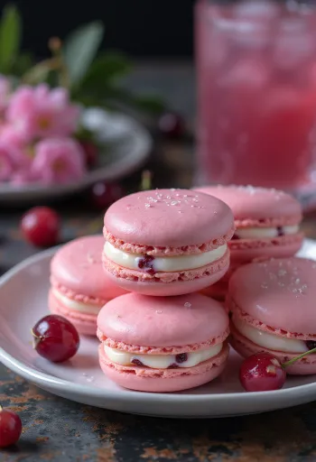 Alkoholmentes puncsos macaronok tálalva