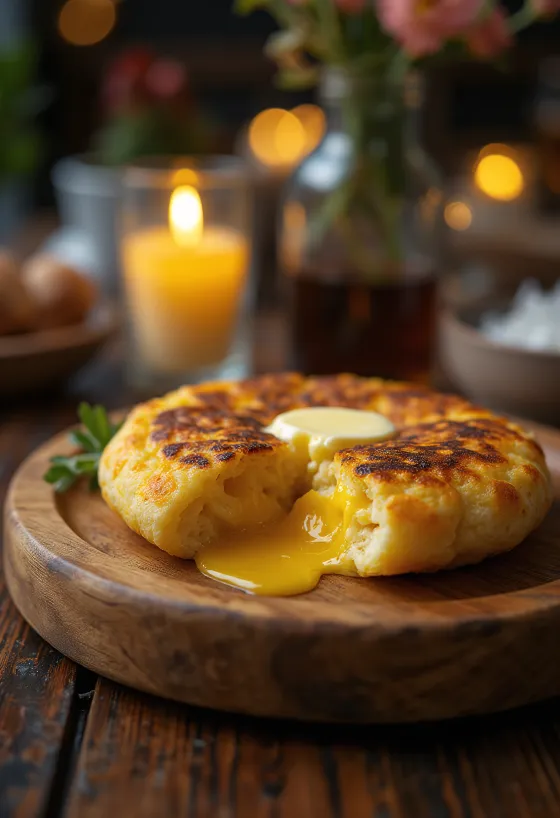 Frissen sült venezuelai arepa kukoricalepény