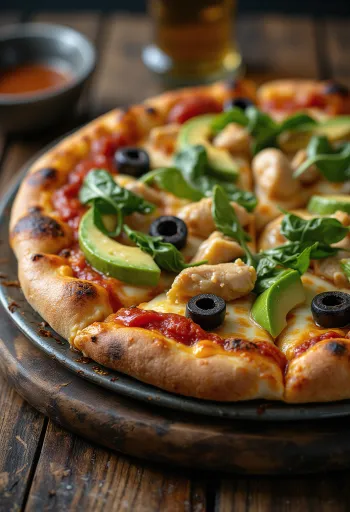 California Pizza friss avokádóval, csirkemellel és spenóttal