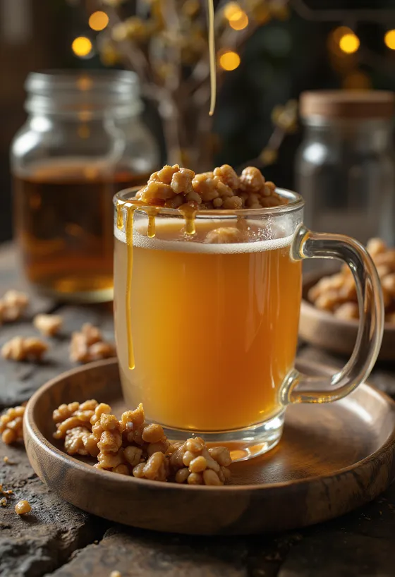 Diós-karamellás cider pohárban tálalva