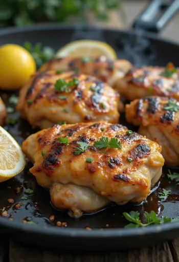 Grillezett csirkecombok tálalva