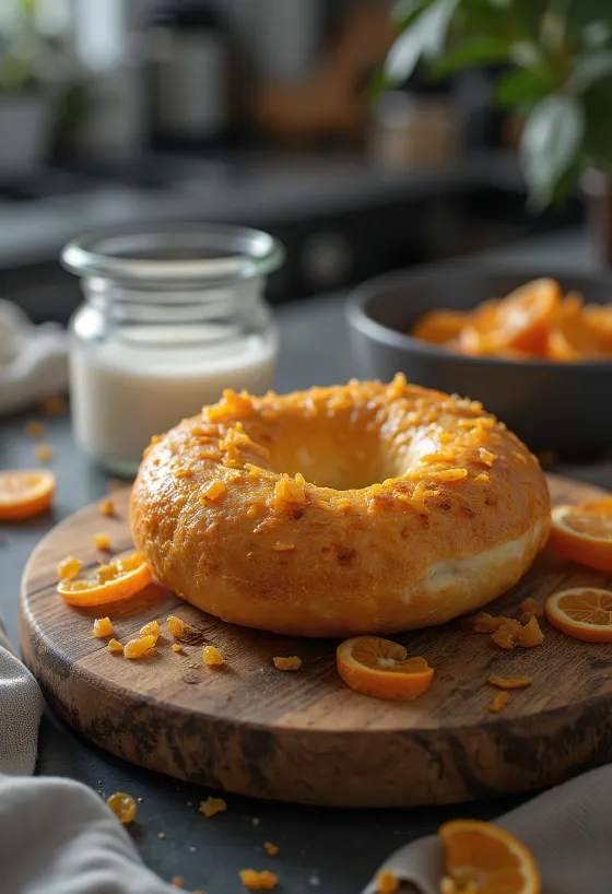 Frissen sült kandírozott narancshéjas-rumos bagel