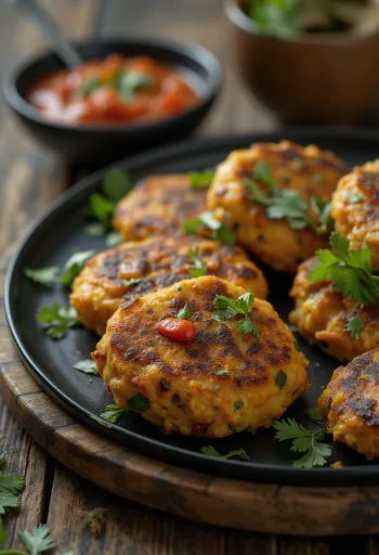 Frissen készült Masala Vada, ropogós és fűszeres lencse golyókkal