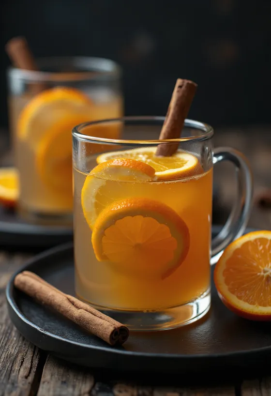 Narancsos-fűszeres cider tálalva