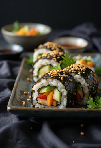 Nude gimbap, avokádóval, sárgarépával és uborkával