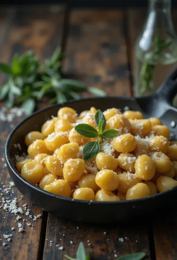 Parmezános olasz gnocchi vajjal tálalva