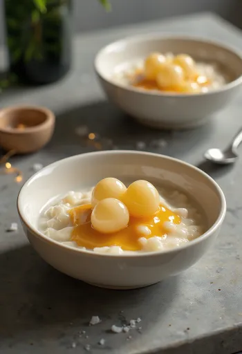 Tapioca puding karamellöntettel, frissen tálalva