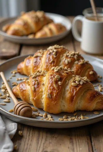 Tökmagos croissant tálalva