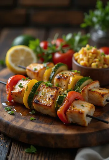 Balık Kebab grillezett hallal és zöldségekkel