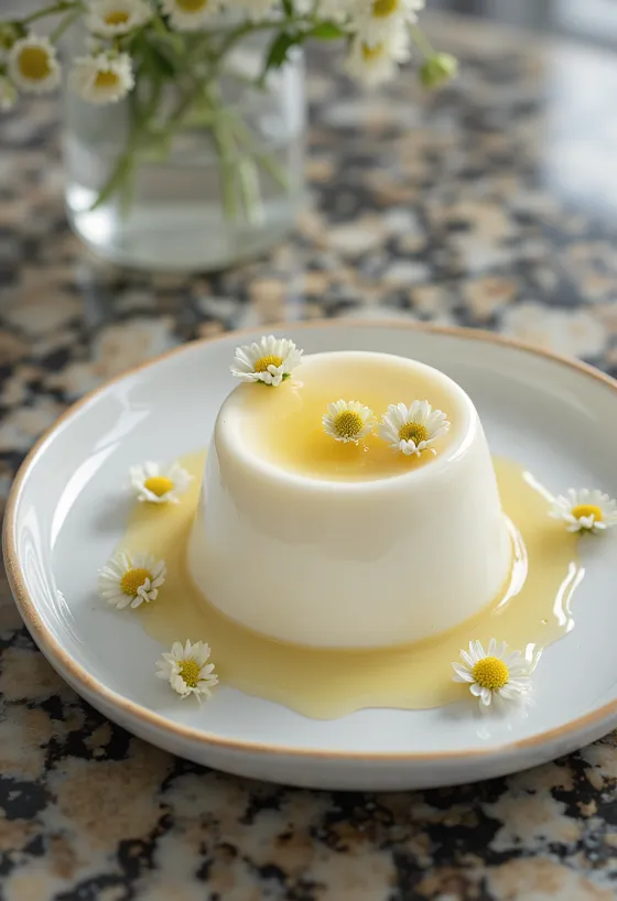 Bodzás panna cotta tálalva