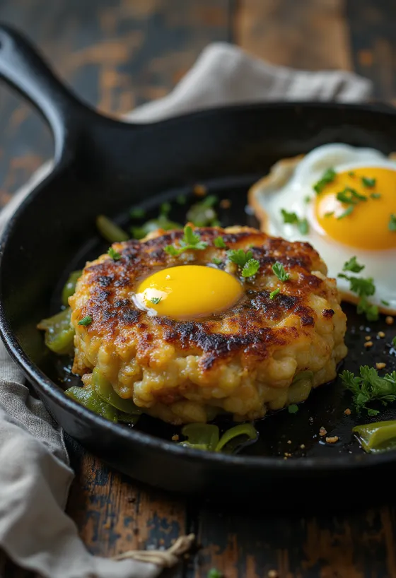 Bubble and squeak póréhagymával, ropogós burgonya golyók póréhagymás töltelékkel
