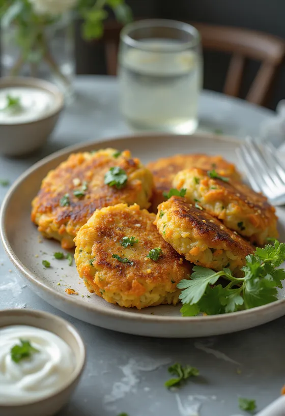 Frikadeller zöldségekkel, ropogósra sütve