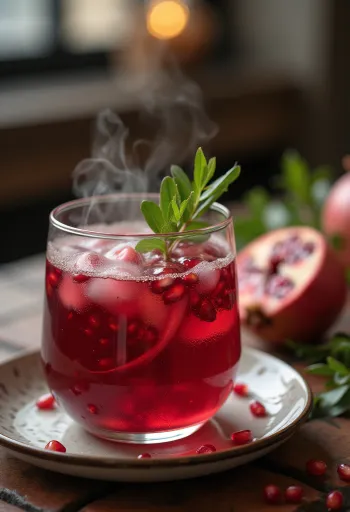 Gránátalmás cider tálalva pohárban