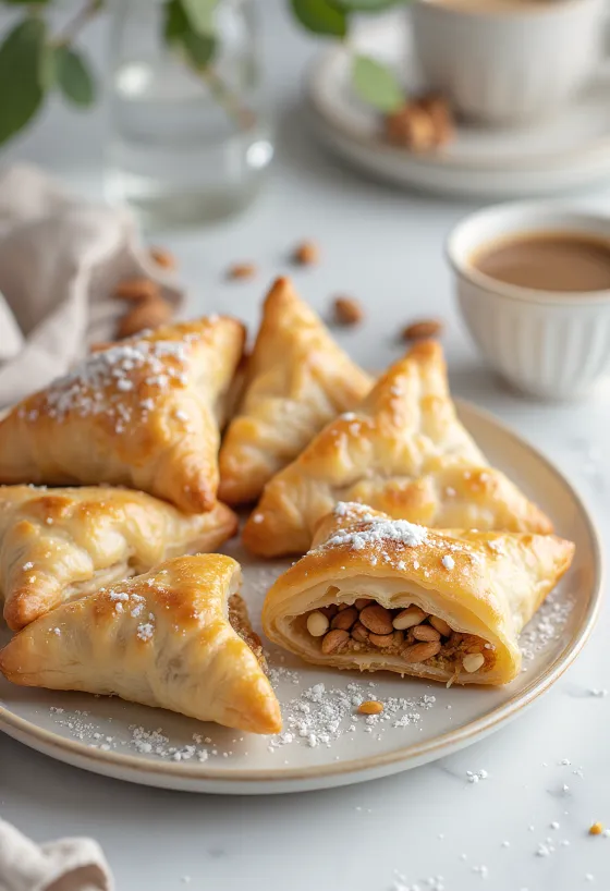 Rumos-mandulás samosa sült tésztában