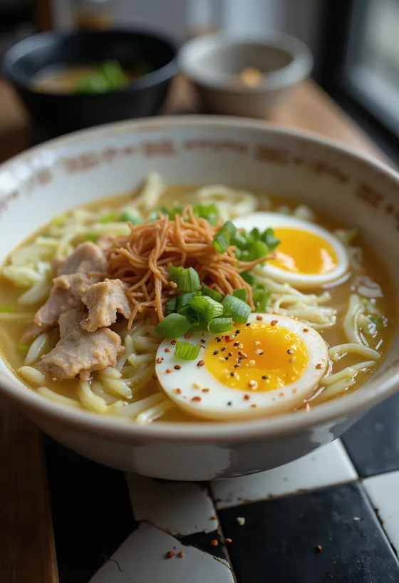 Street Food Ramen tálalva csirkével és zöldségekkel