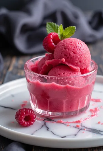 Vodkás málna sorbet házi készítésű frissítő desszert