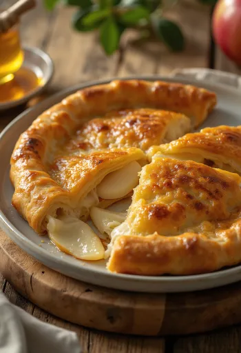 Almás-sajtos calzone tálalva