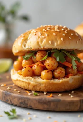 Fűszeres csicseriborsós bao bun tálalva