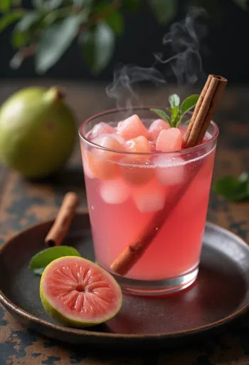 Guavás cider tálalva pohárban