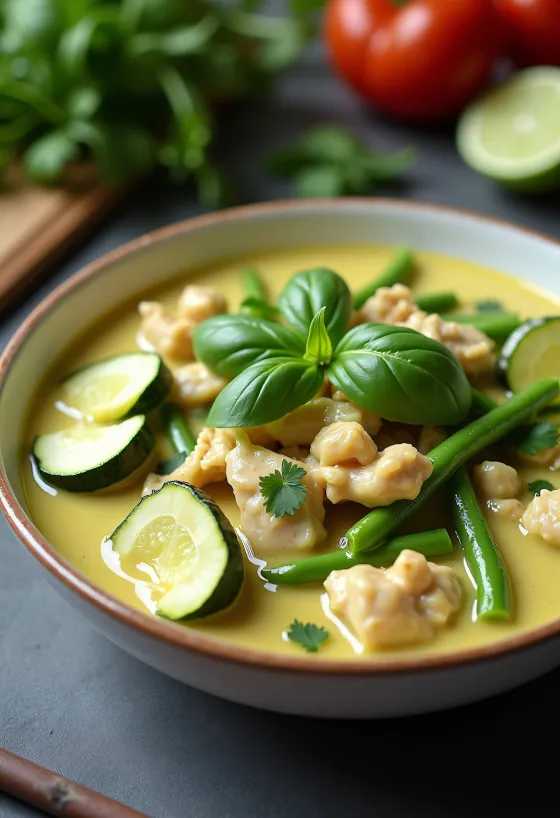Keto thai zöld curry csirkével