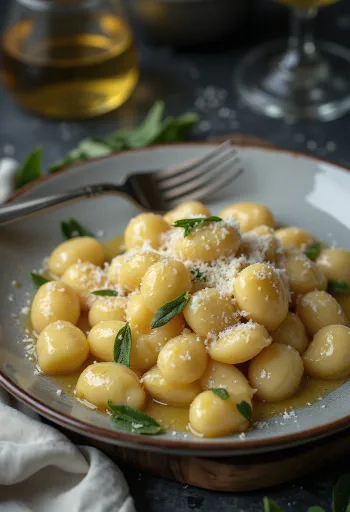 Ricottás gnocchi vajjal és parmezánnal tálalva