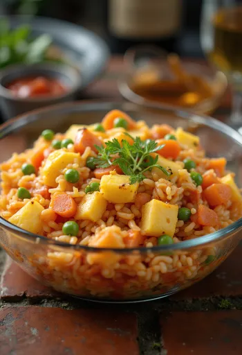Omurice saláta tálalva, friss petrezselyemmel és tojással