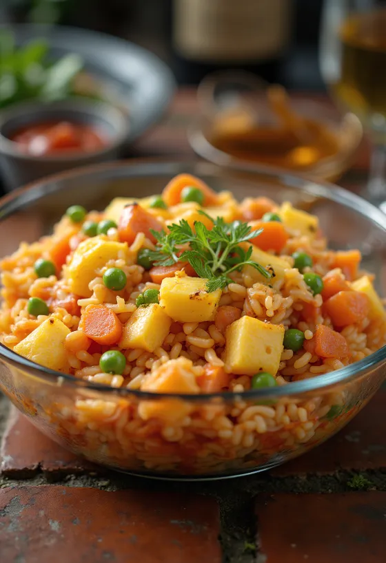 Omurice saláta tálalva, friss petrezselyemmel és tojással