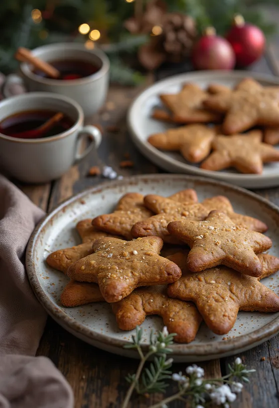 Pepparkakor gluténmentesen, fűszeres, mézes kekszek egy tálcán