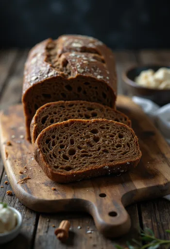Frissen sült pumpernickel rozskenyér