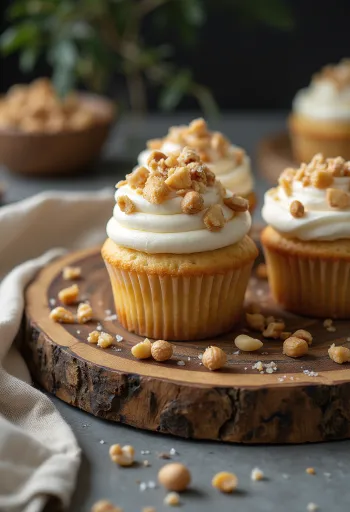 Sós mogyorós cupcake tálalva