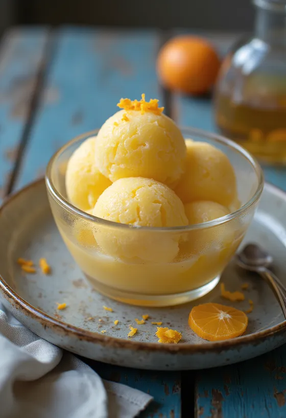Whiskey-méz sorbet házi készítésű fűszeres desszert